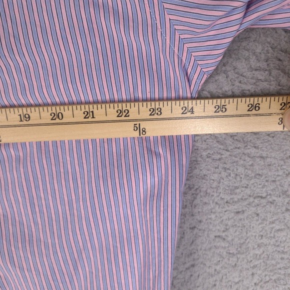Tommy Hilfiger‎ Shirt Men's XL Pink Blue Short Sleeve Button Up Striped Trim Fit - Picture 12 of 14